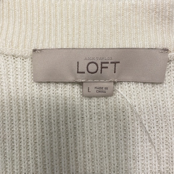 NWT LOFT Cream Open-Front Ribbed Cardigan - Picture 6 of 8